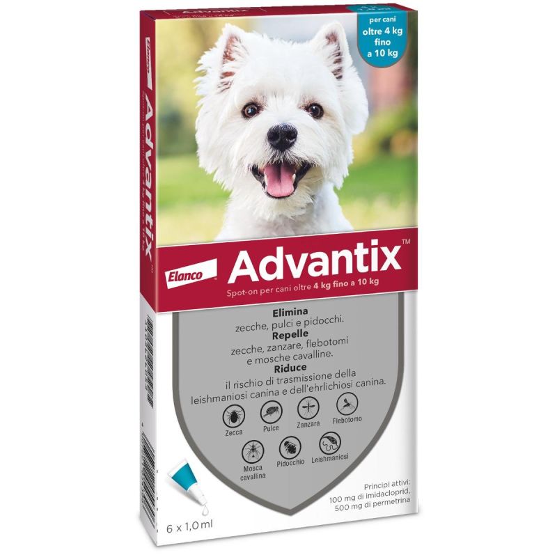 Advantix Soluzione Spot-On per Cani da 4-10 Kg: Pacco da 6 Pipette da 1,0 ml