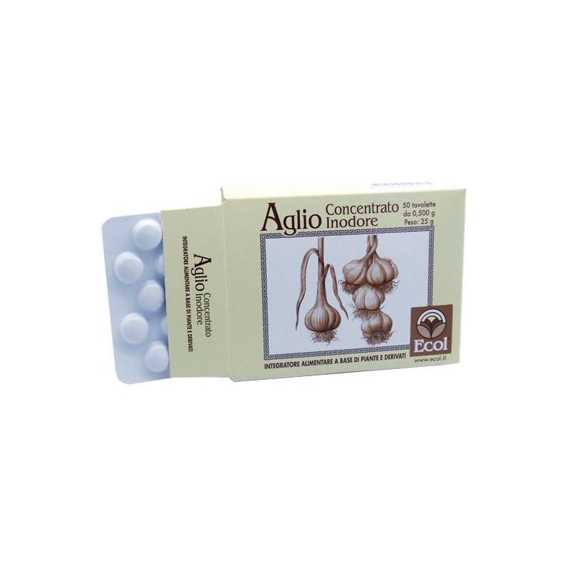 Ecol Aglio Concentrato Inodore - Integratore Alimentare, 50 Tavolette da 0.5g