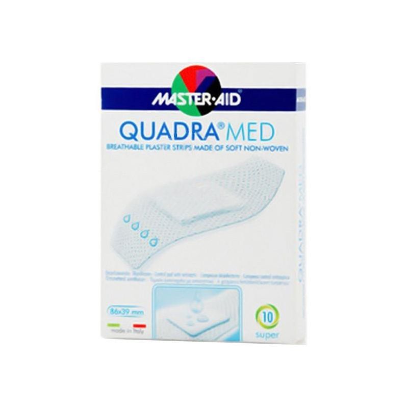 Master Aid Quadra Med Super Dermoactive Bandages, 86x39mm, Pack of 10