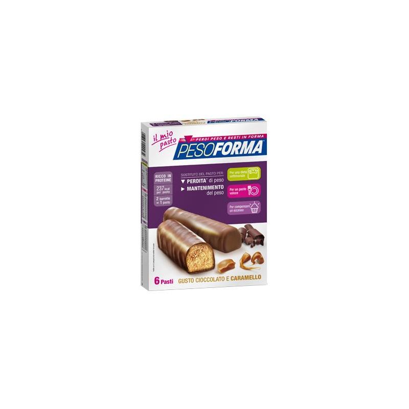 Barrette Pesoforma al Cioccolato Caramello - Confezione da 12 Pezzi