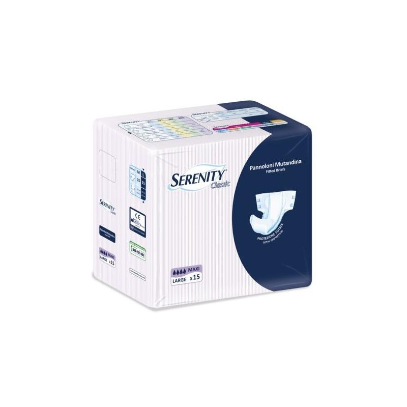 Maxi Pannolini Serenity Classic, Taglia L, Confezione da 15 Pezzi
