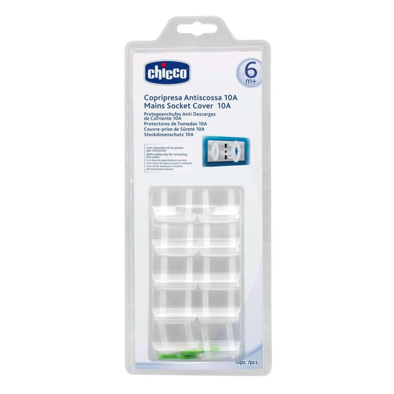 Chicco Safe - Copripresa Antiscossa 10A, Set di 10 Pezzi