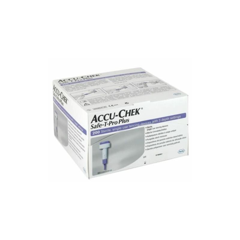 Accu-Check Safe T Pro Plus: Lancette Pungidito di Sicurezza - Pacco da 200 Pezzi