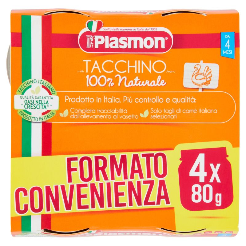 Plasmon Omogeneizzato di Tacchino per Bambini 4x80g