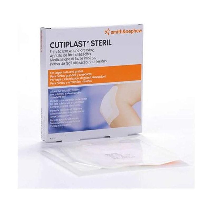 Cutiplast Steril - Medicazione Adesiva Sterile 10x8cm, Confezione da 5 Pezzi