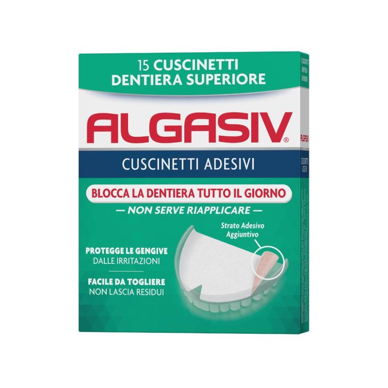 Algasiv Cuscinetti Adesivi per Dentiera Superiore - Pacco da 15 Pezzi