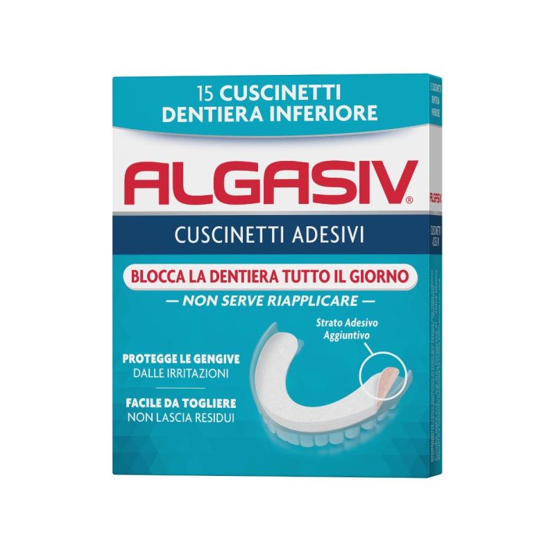Algasiv Cuscini Adesivi per Dentiere Inferiori, 15 Pezzi
