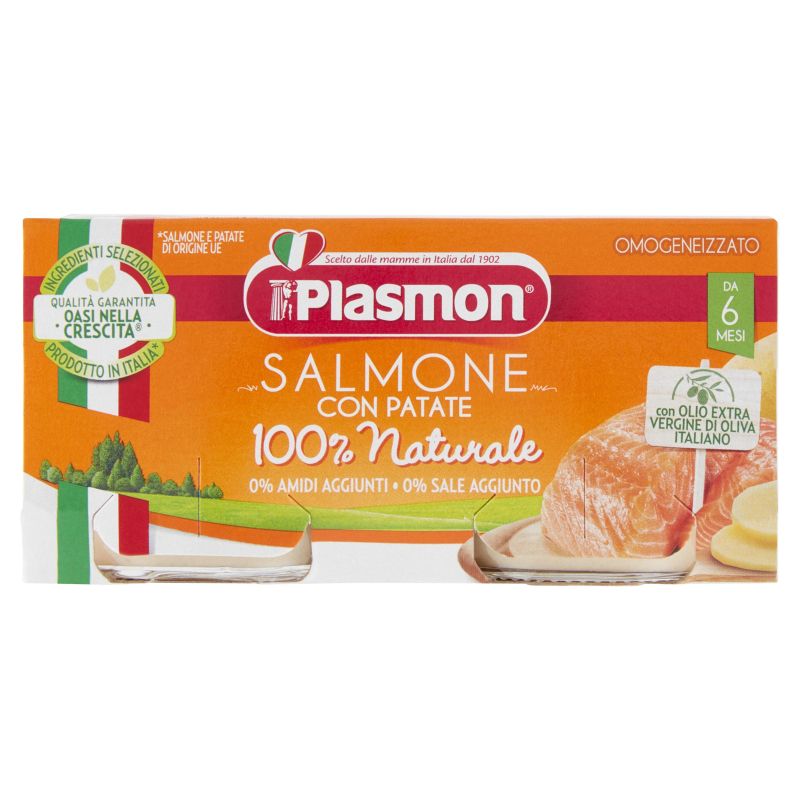 Homogeneizzato di Salmone e Verdure Plasmon per Bambini dai 6 Mesi+ - Confezione da 2x80g