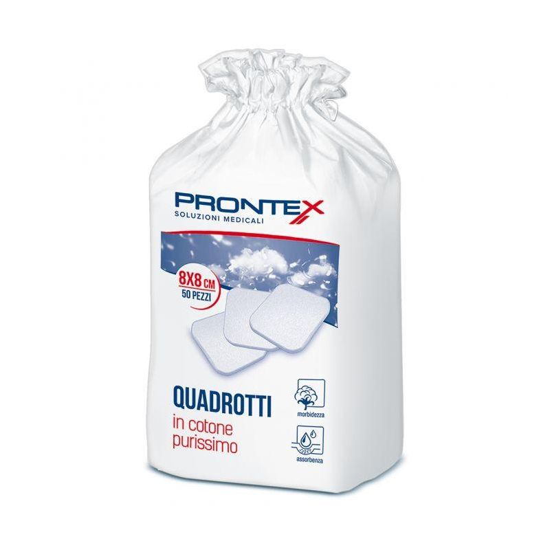 Prontex Quadrotti di Cotone Idrofilo - Confezione da 50 Pezzi