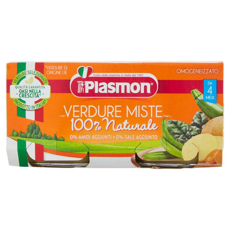 Omogeneizzato Plasmon di Verdure Miste per Bambini da 4-6 Mesi - Pack da 2x80g