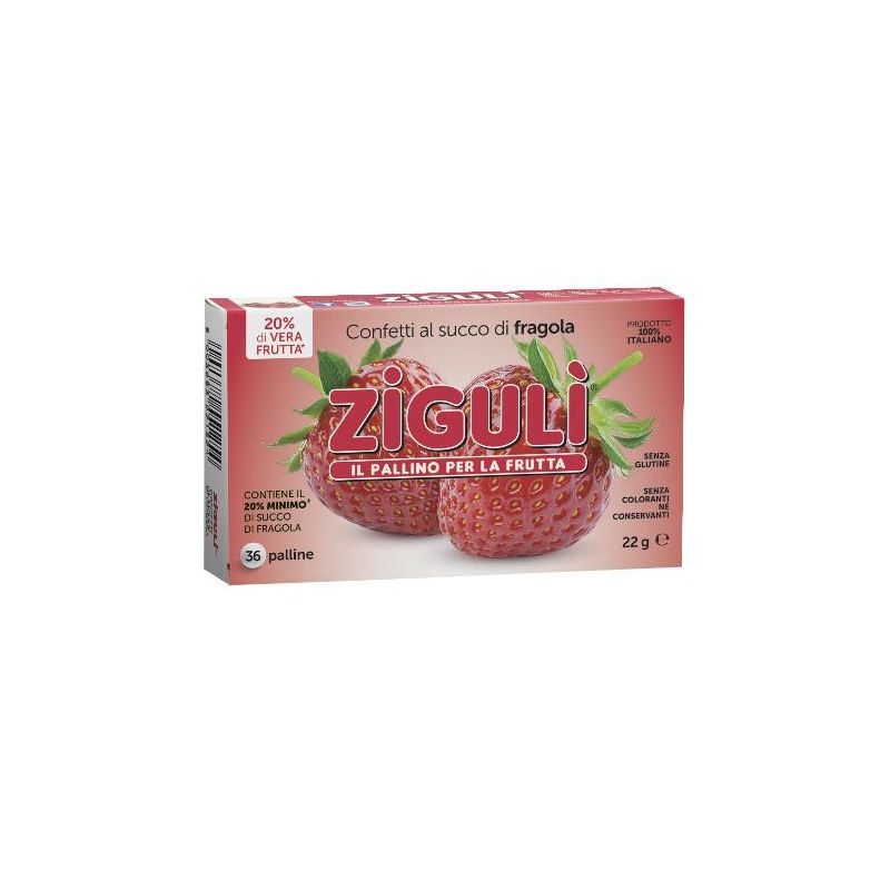 Ziguli - Palline alla Fragola, Confezione da 36 Pezzi, 22g ciascuna