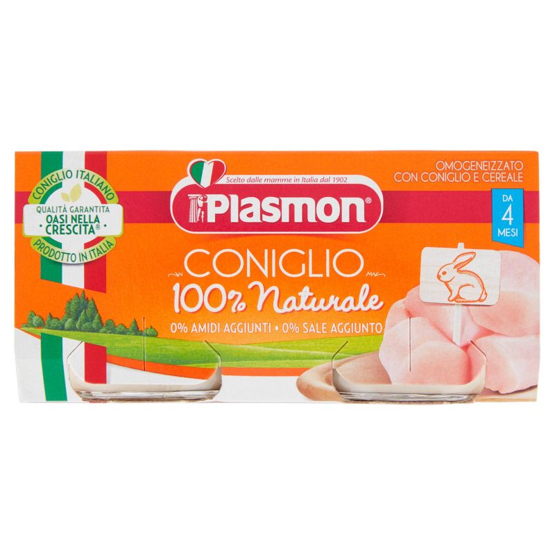 Plasmon Omogeneizzato di Coniglio per Infanti 4-6 Mesi, 2 x 80g