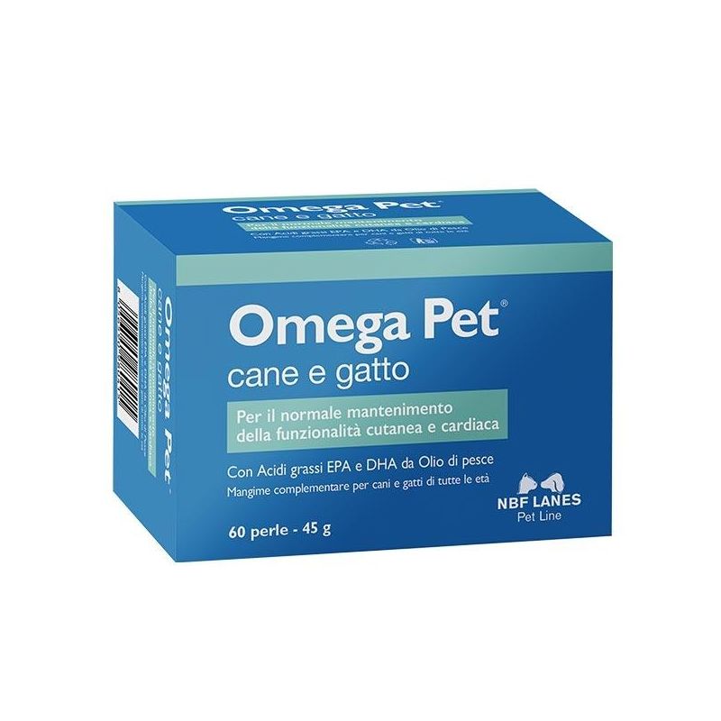 Omega Pet - Integratore Alimentare Omega-3 per Cani e Gatti, 60 Perle Softgel