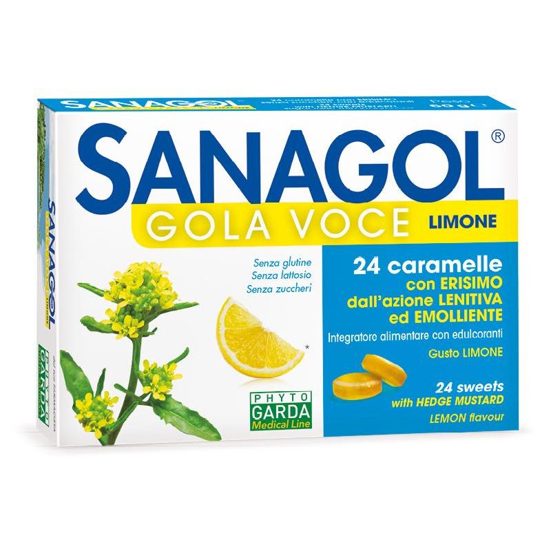 Sanagol Voce e Gola Senza Zucchero al Gusto Limone - 24 Caramelle