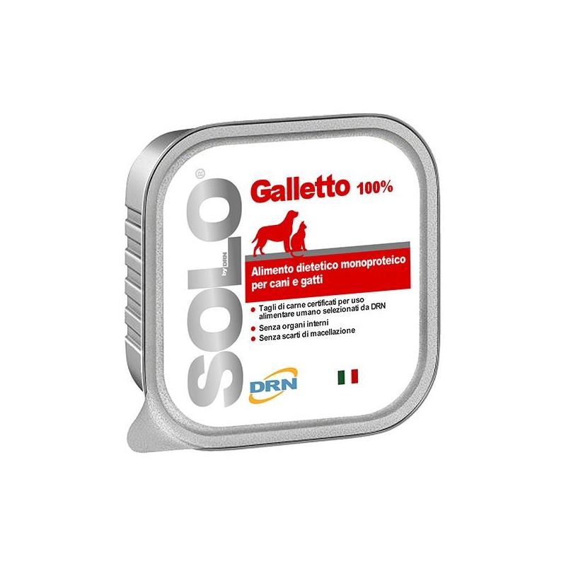 Drn Solo Galletto: Mangime Monoproteico Umido per Cani e Gatti - 100g