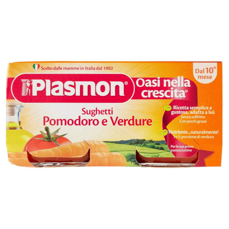 Plasmon I Sughetti con Pomodoro e Verdure, Pacco da 2 Pezzi da 80g