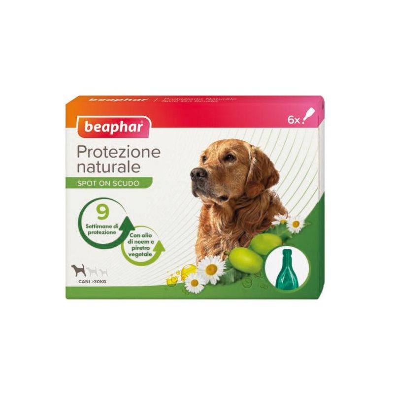 Beaphar Spot On Antiparassitario Naturale per Cani di Taglia Grande - 6 Pipette da 2ml