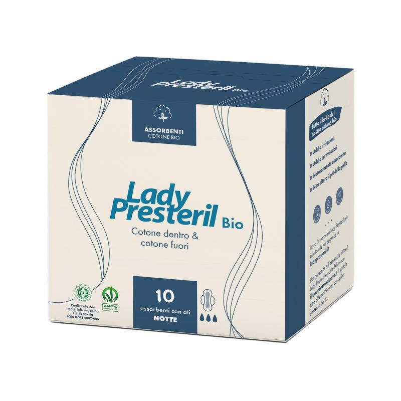 Presteril Bio Assorbenti Notturni Pocket per Donna - 10 Pezzi