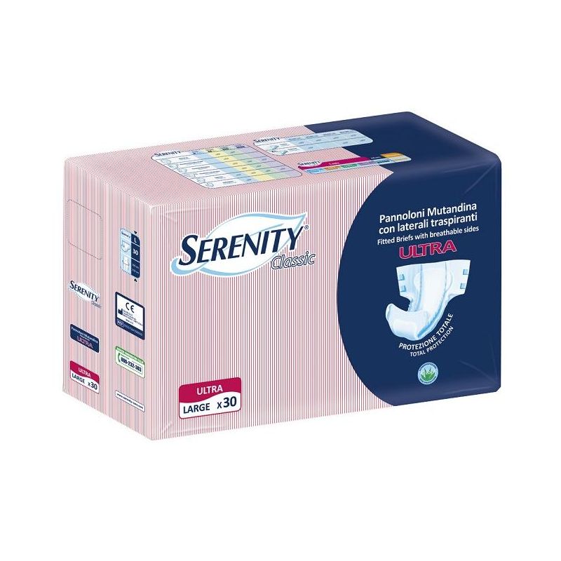 Pannolone Serenity Classic Ultra con Aloe, Stile Mutandina, Taglia Large - Pacco da 30 Pezzi