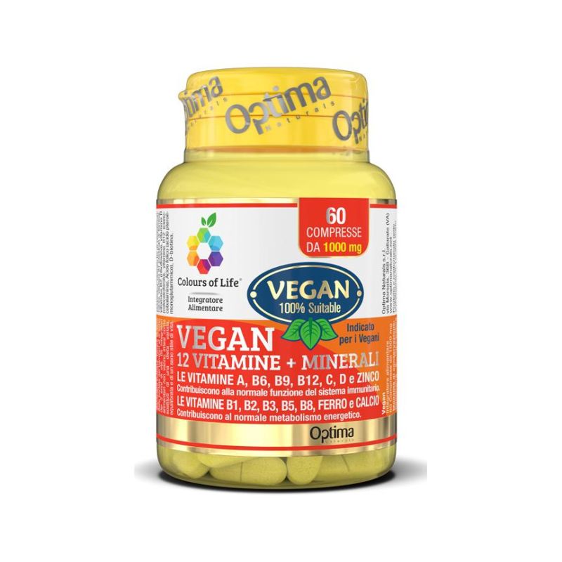 Colours Of Life - Complesso di 12 Vitamine e 3 Minerali Vegano - 60 Compresse