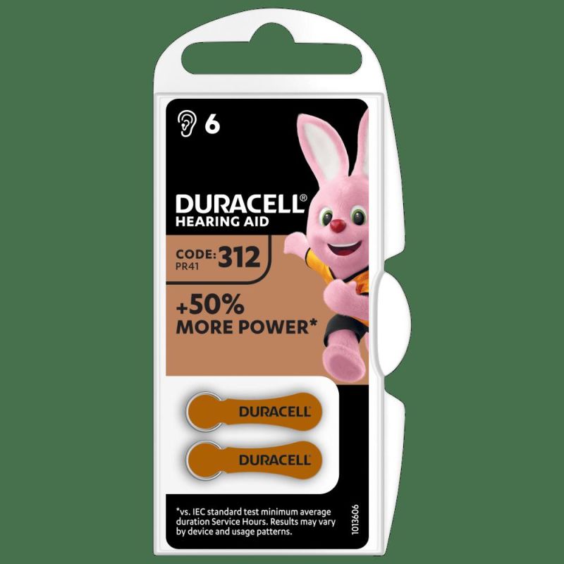 Batterie Duracell Easy Tab 312 Marrone per Apparecchi Acustici