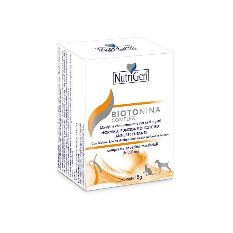 Nutrigen Biotonina Complex - Supplemento per Cani e Gatti, 60 Tavolette
