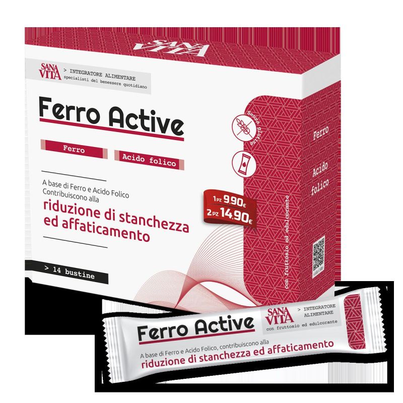 Sanavita Ferro Active - Integratore di Ferro in Bustine da 14