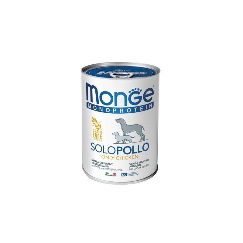 Monge Monoprotein Solo Pollo - Cibo Umido per Cani Adulti - 400g