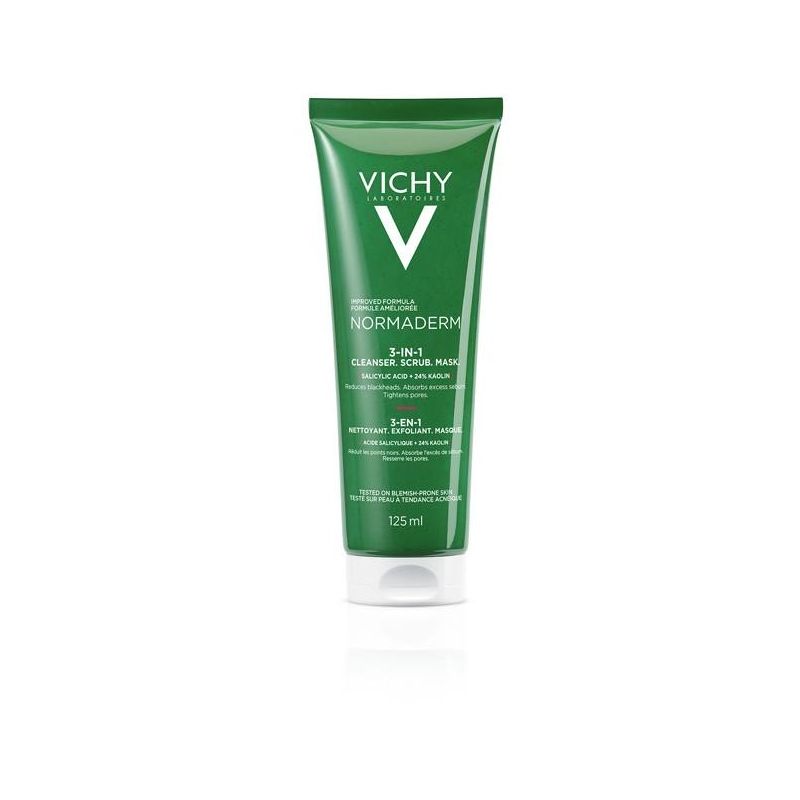 Vichy Normaderm 3-in-1 Esfoliante, Detergente e Maschera, 125 ml