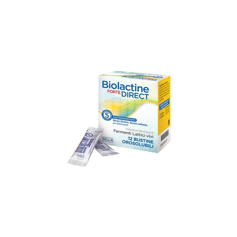 Biolactine Forte Direct - Probiotico Potenziato in Bustine - Confezione da 12