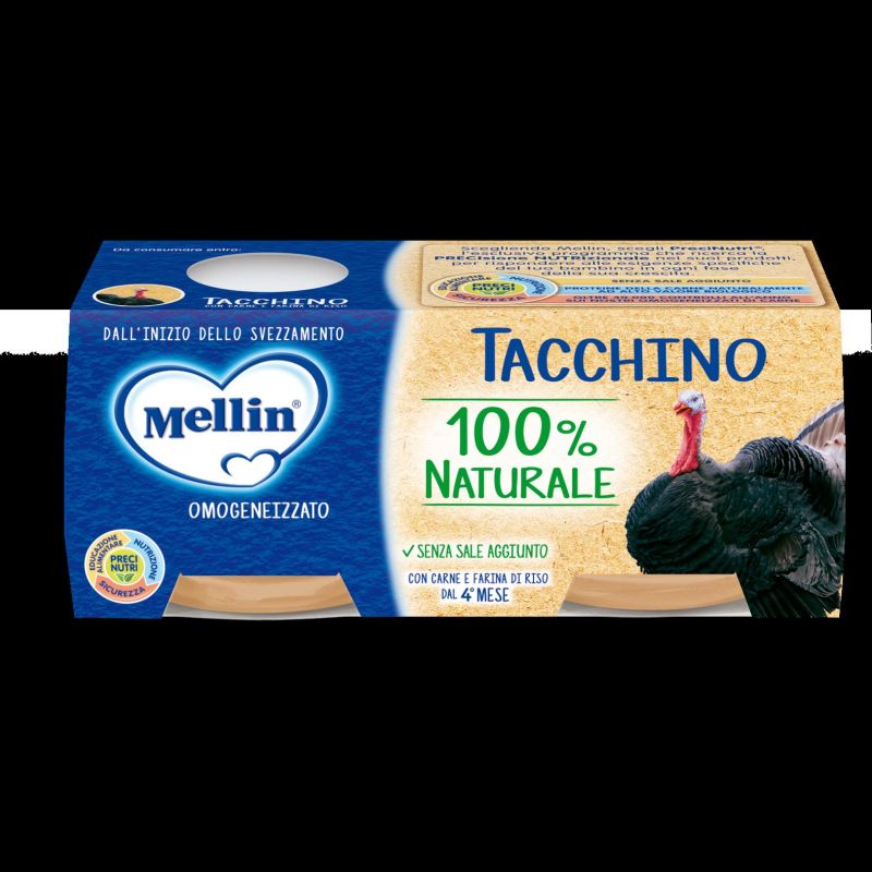 Mellin Tacchino Omogeneizzato - Confezione Doppia da 120g
