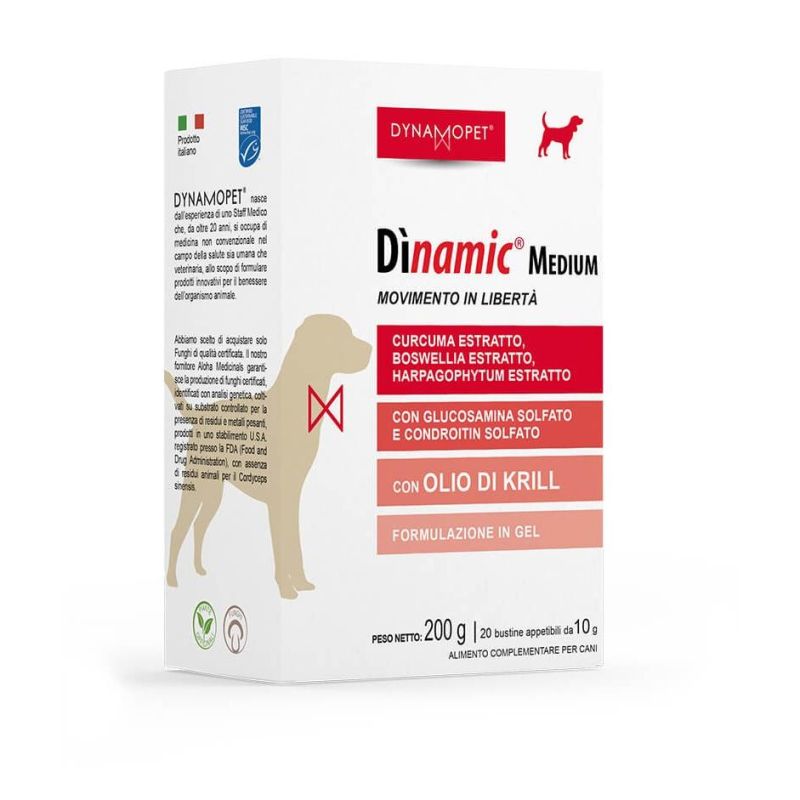 Dinamic Medium - Integratore Alimentare per Cani, 20 Bustine da 10ml