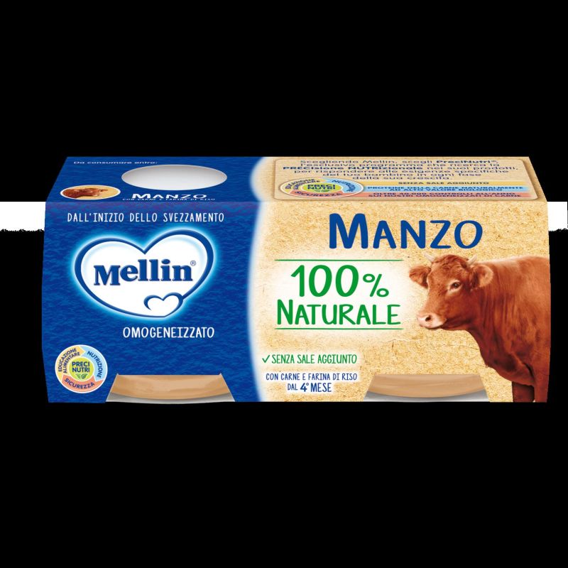 Omogeneizzato di Manzo Mellin - Confezione da 2 x 80 Grammi