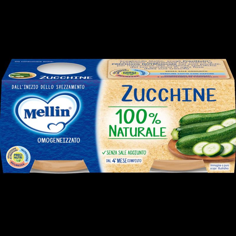 Omogeneizzato di Zucchine Mellin per Bambini dai 6 Mesi, 2x80g