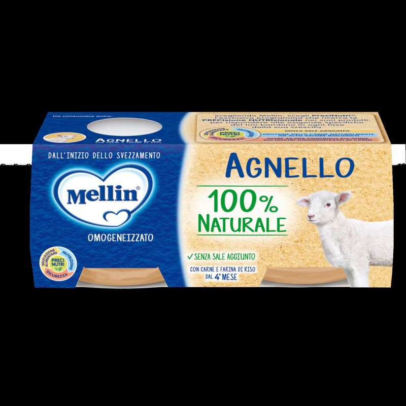 Mellin Omogeneizzato di Agnello - Confezione Doppia, 2 x 80g