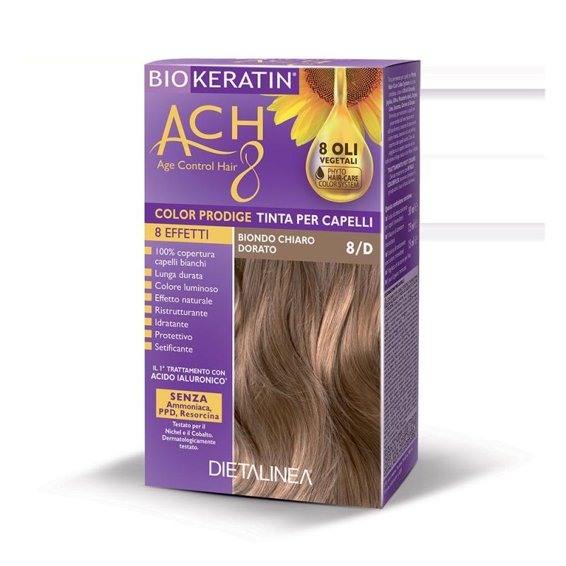Biokeratin Ach8 Tinta Capelli in Biondo Chiaro Dorato - 8/D