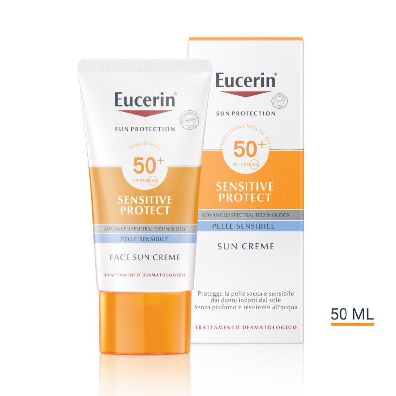 Eucerin SPF50+ Crema Solare per Pelle Sensibile, 50ml