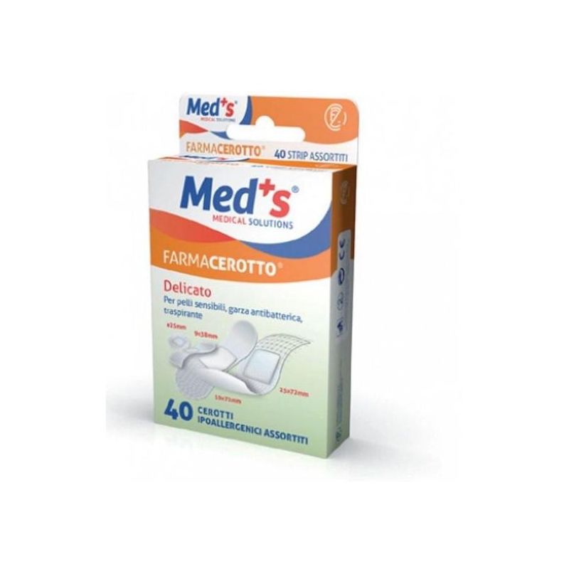 Meds Strips: Cerotti Delicati in TNT Assortiti, 40 Pezzi