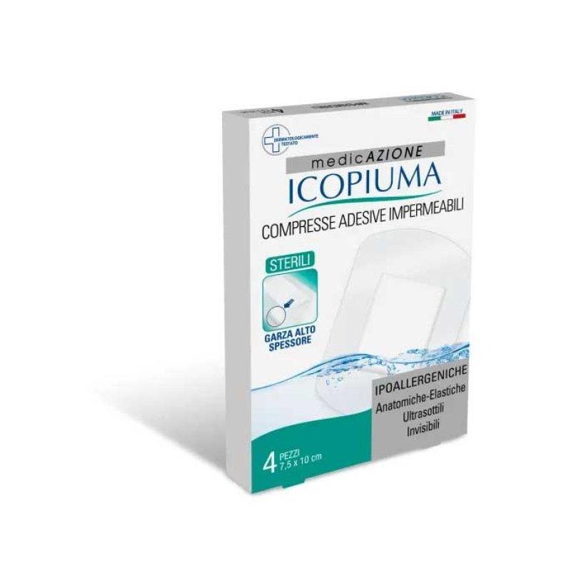 Icopiuma Medicazione Post-Chirurgica in Garza Compressa, 10x7.5cm, Set di 4 Pezzi