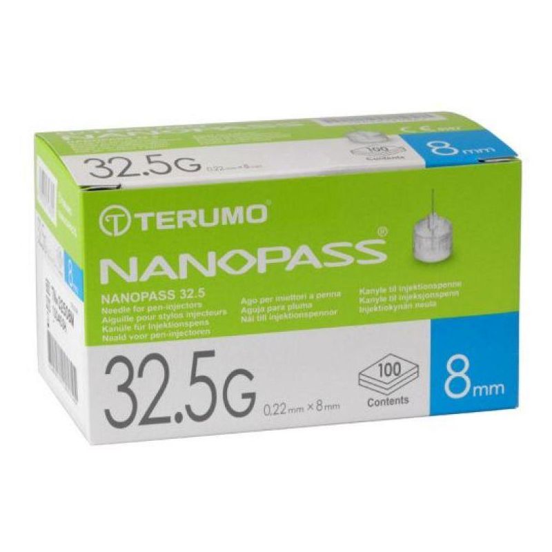 Nanopass Ago Insulinica per Penna, 32.5G, 8mm, Pacco da 100 Pezzi