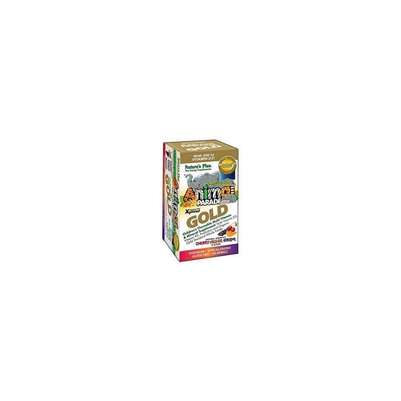 Natures Plus Animal Parade Gold - Tavolette Multivitaminiche Assortite per Bambini, 60 Pezzi