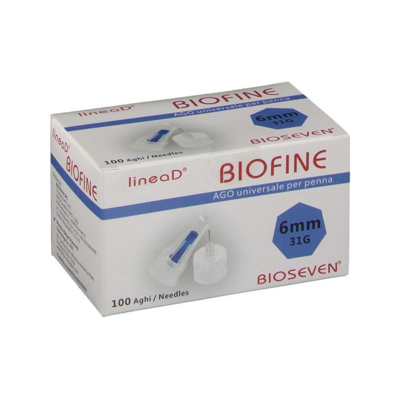 Linea D Biofine - Ago per Penna d'Insulina G31 da 6mm, 100 Pezzi