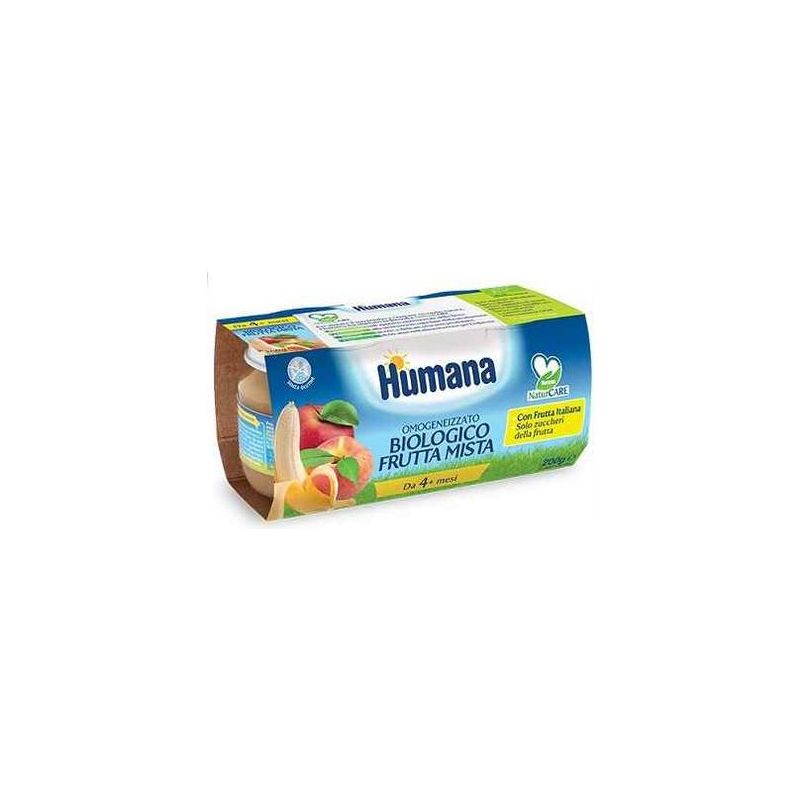 Humana Omogeneizzato Biologico di Frutta Mista per Bambini da 4 Mesi - Doppio Pack da 100g