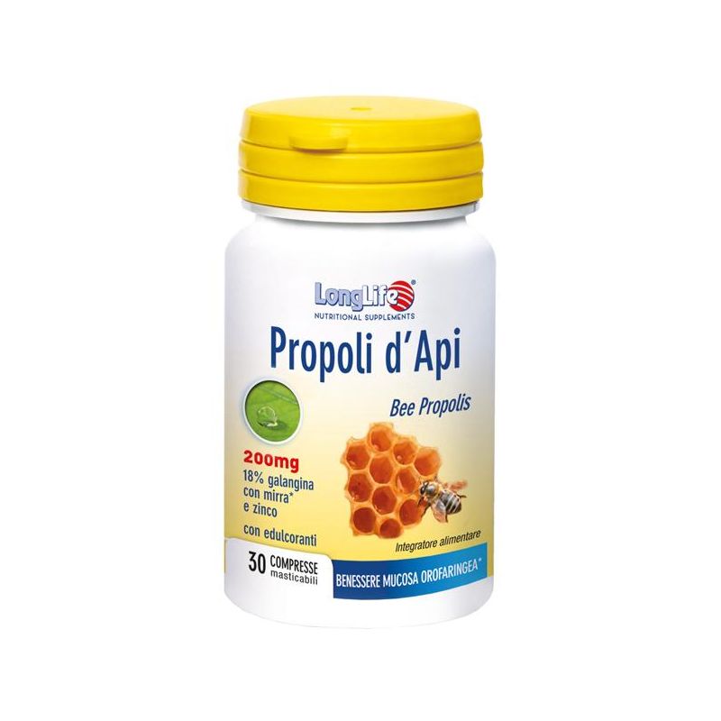 LongLife Masticabili di Propoli D'Api - 30 Compresse