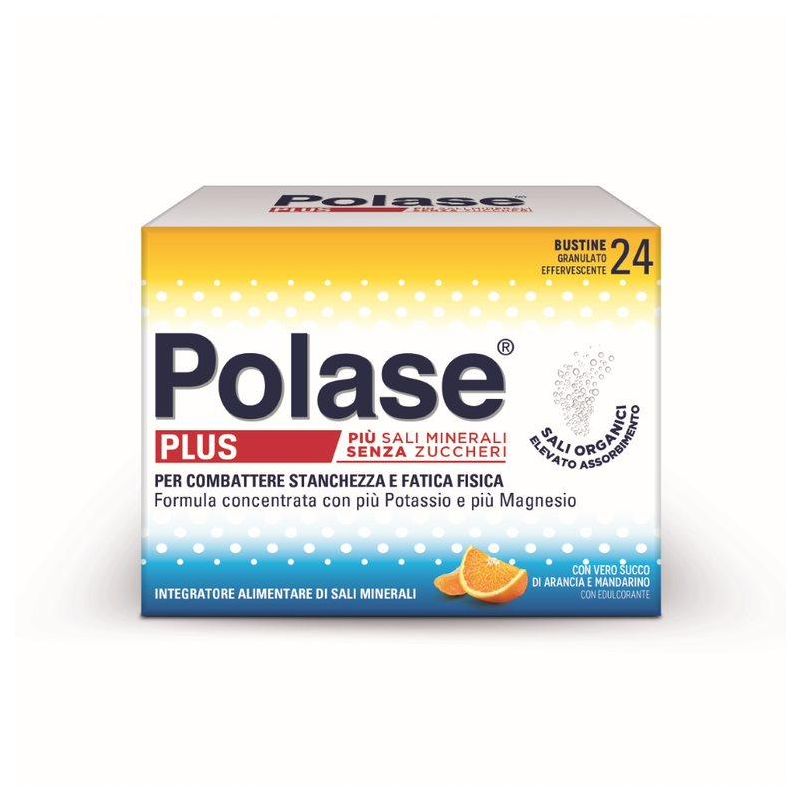 Polase Plus Integratore Alimentare con Magnesio e Potassio - Sapore Arancia Mandarino - 24 Bustine