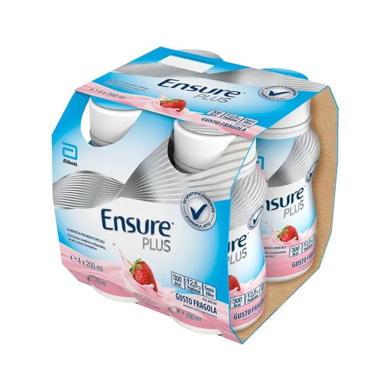 Ensure Plus - Sostituto del Pasto Gusto Fragola, 4 Bottiglie da 200ml