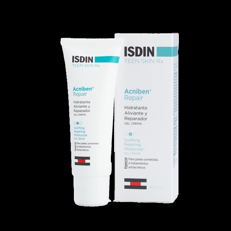 Isdin Acniben - Gel Crema Idratante Riparatore per il Viso, 40ml