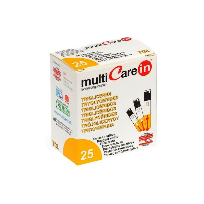 Multicare Test Strisce per Trigliceridi - Pacco da 25 Pezzi