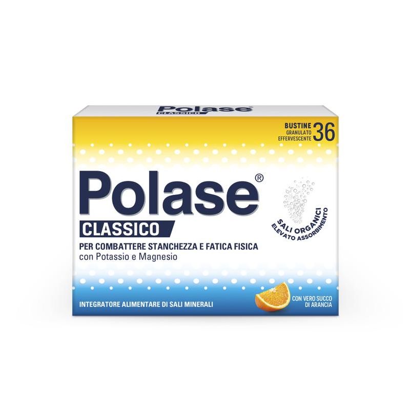 Polase Classico Integratore Alimentare - Magnesio e Potassio, Gusto Arancia - 36 Bustine
