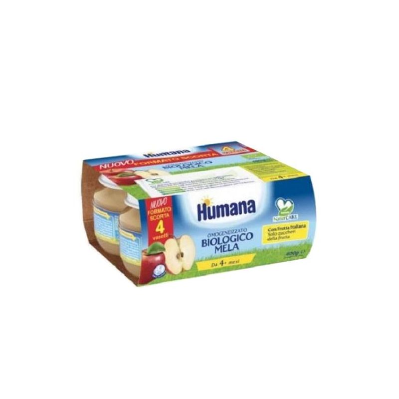 Humana Bio Omogeneizzato di Mela per Bimbi dai 4 Mesi - 4x100g